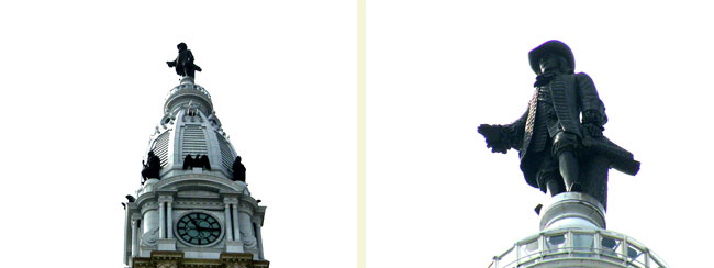 The statue of Payne on top of City Hall